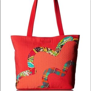 EUC! VERA BRADLEY Rumba Orange TOTE: Plaid/Floral